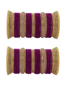 LAVAZZA Set Of 80 Crystal-studded Chuda Bangles