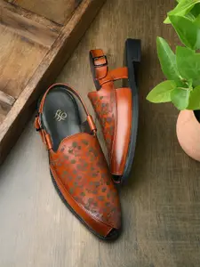 House of Pataudi Men Textured Shoe-Style Sandal