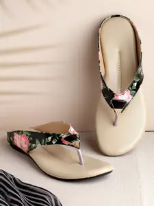 sneakers villa Floral Printed Open Toe Flats