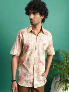 Sangria Classic Floral Printed Cotton Casual Shirt