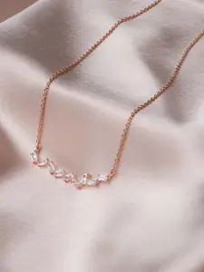 STERLYN Rose Gold-Plated Cubic Zirconia Studded Necklace