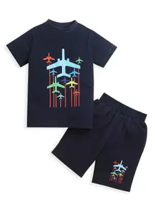 ZIP ZAP ZOOP Boys Printed Pure Cotton T-shirt with Shorts