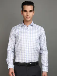 V-Mart Gingham Checked Spread Collar Cotton Formal Shirt