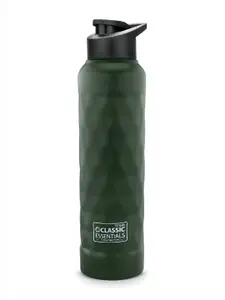 Classic Essentials Green & Black Single Stainless Steel Solid Water Bottle 1L