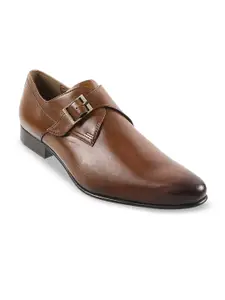 DAVINCHI Men Textured Leather Monk Shoes