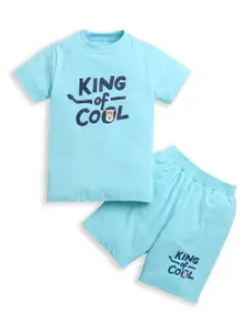 ZIP ZAP ZOOP Boys Printed Pure Cotton T-shirt with Shorts