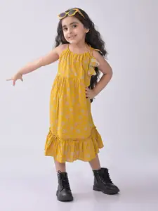 Sangria Girls Floral Printed Cotton A-Line Dress