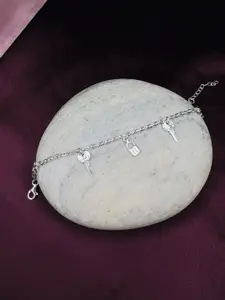 Arte Jewels Silver-Plated Charm Bracelet