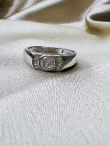 Arte Jewels Men 92.5 Sterling Silver Cubic Zirconia-Studded Finger Ring