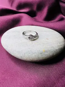 Arte Jewels 925 Sterling Silver & CZ Studded Finger Ring