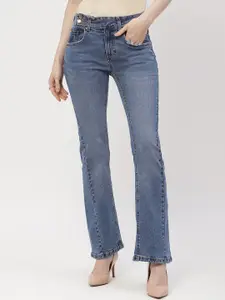 Madame Women Flared Clean Look Cropped Cotton Jeans