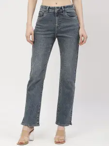 Madame Women Clean Look Straight Fit Heavy Fade Cotton Cropped Jeans