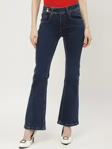 Madame Women Clean Look Mid-Rise Cotton Flared Jeans