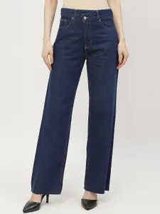 Madame Women Wide Leg High-Rise Clean Look Cotton Jeans