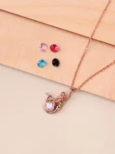 SILBERRY Rose Gold-Plated Contemporary Pendants with Chains
