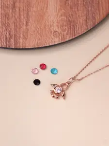 SILBERRY 925 Sterling Silver Rose Gold-Plated Pendants & Chains With Removable Stone