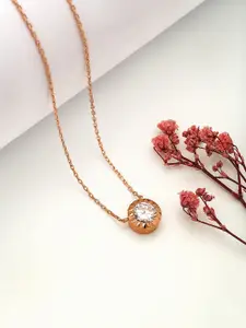 SILBERRY Rose Gold-Plated Geometric Pendants with Chains