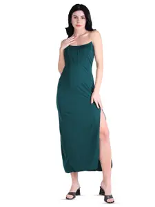 CLAFOUTIS Shoulder Straps Crepe Maxi Dress