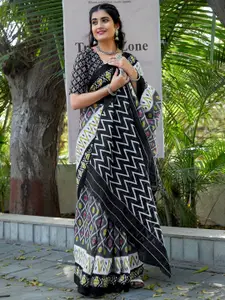 Saree mall Ethnic Motifs Pure Cotton Ikat Sarees