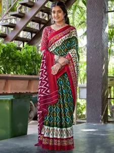 Saree mall Ethnic Motifs Poly Cotton Ikat Sarees