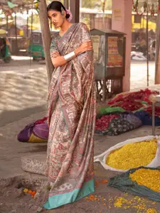 Saree mall Beige Ethnic Motifs Printed Baluchari Sarees