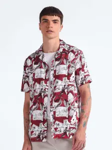 Flying Machine Graphic Printed Cotton Casual Shirt