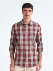 Flying Machine Slim Fit Buffalo Checked Pure Cotton Oxford Casual Shirt