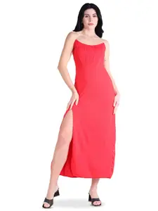 CLAFOUTIS Shoulder Straps Crepe Maxi Dress