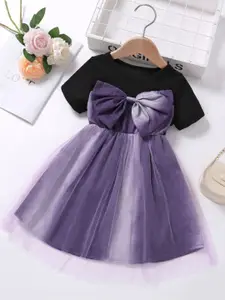 BAESD Girls Abstract Printed Bow Detail Fit & Flare Dress