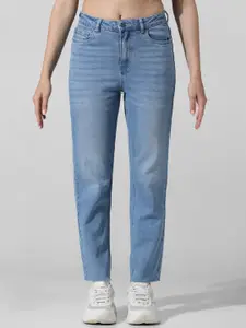 ONLY Women Straight Fit High-Rise Heavy Fade Stretchable Jeans