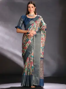 Saree mall Abstract Printed Zari Saree