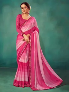 Saree mall Striped Gotta Patti Poly Chiffon Sarees