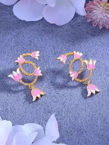 Estele Women Gold-Plated Floral Drop Earrings