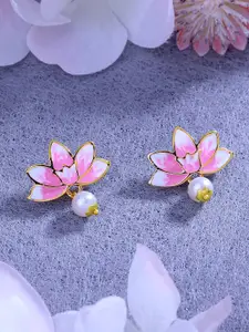 Estele Gold-Plated Floral Enamelled Studs