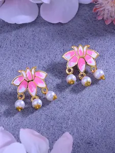 Estele Gold-Plated Floral Enamelled Studs