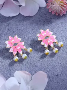 Estele Gold-Plated Floral Enamelled Studs