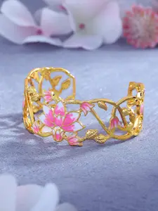 Estele Women Brass Enamelled Gold-Plated Cuff Bracelet