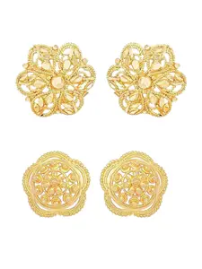 Vighnaharta Pack Of 2 Gold-Plated Studs Earrings