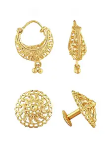 Vighnaharta Set Of 2 Gold-Plated Studs Earrings