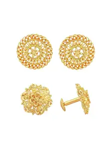 Vighnaharta Set Of 2 Gold-Plated Brass Contemporary Studs Earrings
