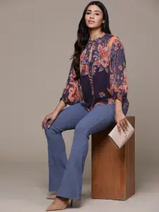 aarke Ritu Kumar Women Floral Semi Sheer Printed Casual Shirt With Camisole