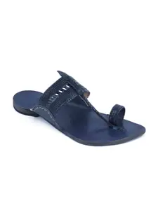 KORAKARI Textured Leather Kolhapuri Flat Sandals