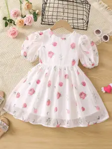 BAESD Girls Floral Printed Georgette A-Line Dress