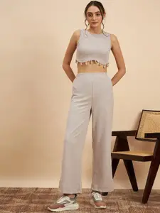 KASSUALLY Crop Top With Trouser Co-Ords