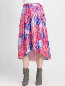 SHAYE  Floral Print A-Line Skirt