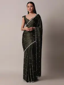 KALKI Fashion Embellished Beads and Stones Satin Saree