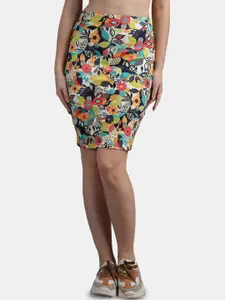N-Gal Leaf Printed Pencil Skirt