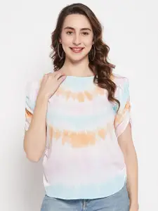 Ruhaans Tie and Dye Print Styled Back Top