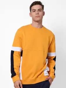 Celio Colourblocked Long Sleeves Cotton Pullover Sweatshirt