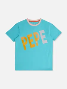 Pepe Jeans Boys Tracy Typography Printed Round Neck Pure Cotton T-shirt